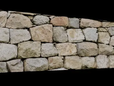Korean Style Stone Wall 3D model