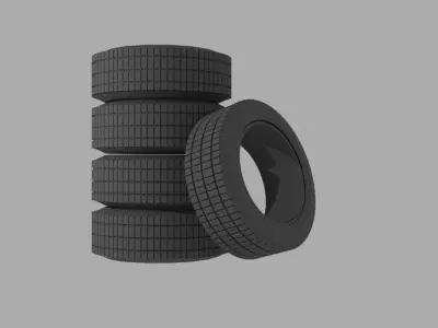 Realistic rubber tire stack Free low-poly 3D model