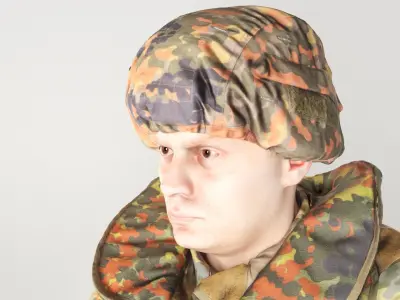 Fully equipped soldier in Bundeswehr Uniform with props 28 Low-poly 3D model