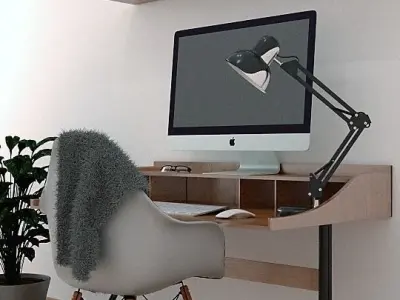 Workspace modern home office design 3D model