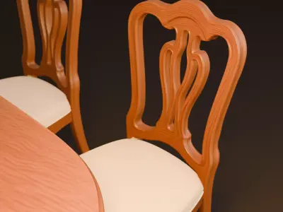 Classic Wooden Dining Room Set 3D model
