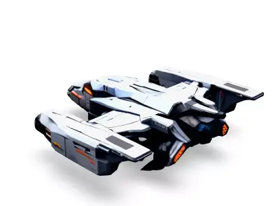 Scifi Fighter Spaceship Model Low-poly 3D model