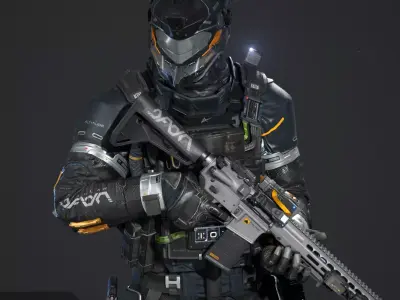 SCIFI - URBAN SOLDIER Low-poly 3D model