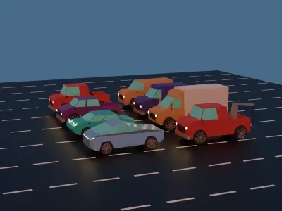 Low polly Asset pack cars Free low-poly 3D model