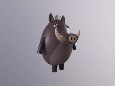 Pig LowPoly warthog Free low-poly 3D model