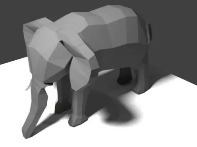 low-poly elephant Low-poly 3D model