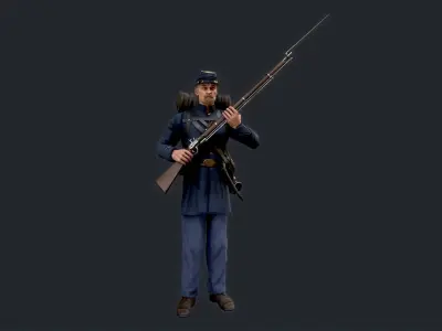 Soldier 1 A pose Low poly character redy for game Low-poly 3D model