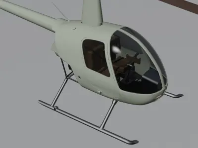 Helicopter Robinson-R22-1979 Low-poly 3D model