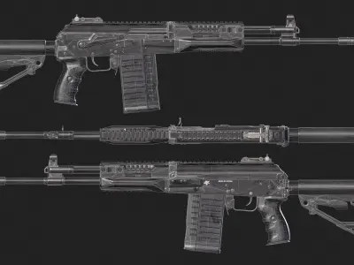 AK-308 Low-poly 3D model