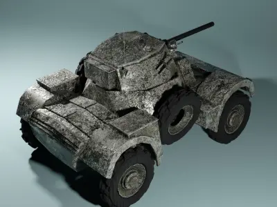 Daimler WW2 Armored Car Game Ready Low-poly 3D model