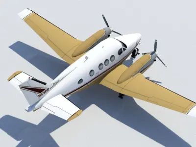 Beechcraft King Air C90 static Low Poly Low-poly 3D model