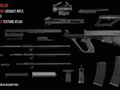 Tactical modular assault rifle Bullpup Steyr AUG A3 Low-poly 3D model