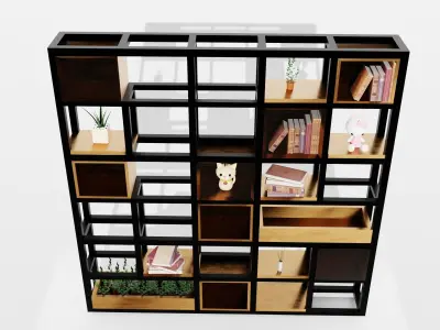 Bookshelve 3D Model bookcase with bookshelves and shelves Free 3D model