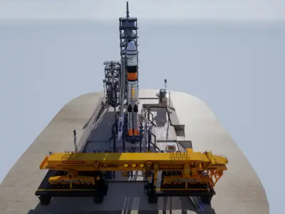 Russian Rocket Launch  Modular Environment Low-poly 3D model