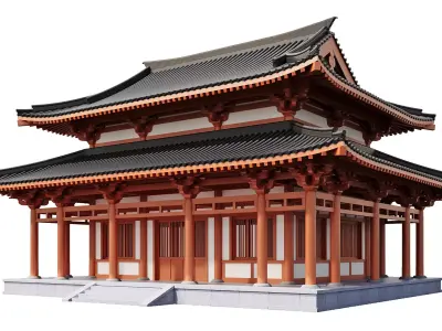 East Asian Temple Pavilion 3D model