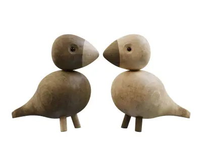 Birds figurines Kay Bojesen PBR 3D model