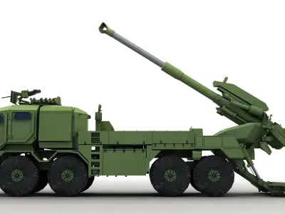 Modern Truck-mounted Cannon Howitzer 3D model