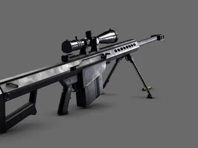 Barrett M107A1 sniper rifle  Low-poly 3D model