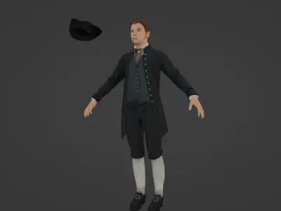 1700s Upper Middle Class Man Low-poly 3D model