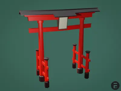 Torii gate Low-poly 3D model