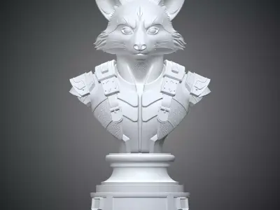 Galactic Raccoon Warrior Bust  Tactical Sci-Fi Hero PM-254 3D print model