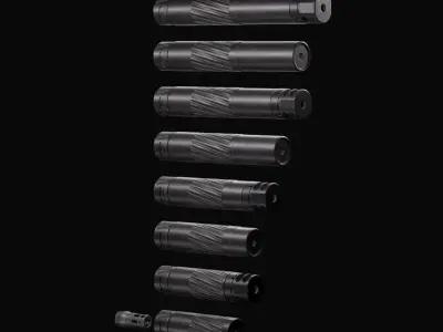 Thunder Beast - Magnus SR and Ultra SR Suppressors Pack Low-poly 3D model