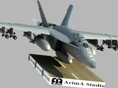 Fighter aircraft F 18 Super hornet 3D model