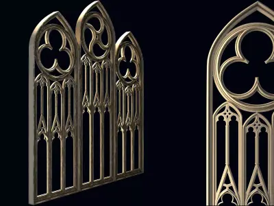 Medieval arch gothic portal 3D model