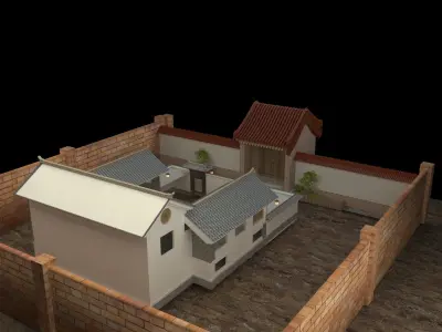 Chinese ancient courtyard  house 3D model