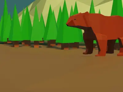 Cute Bear In a Big Wood Free 3D model