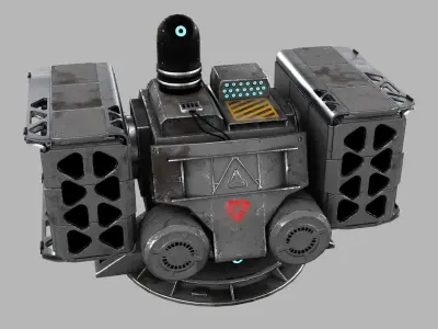 Sci-fi Turret Rocket Launcher Low-poly 3D model