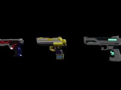 Fantasy Mage Tech Gun Pack for Games Free low-poly 3D model