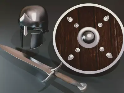 Pack for a warrior spartan viring set Low-poly 3D model