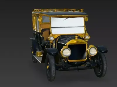 Classic Antique Limousine Black Yellow Vehicle 3d model Low-poly 3D model