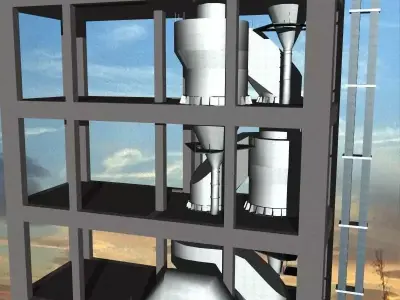 Cement Plant-Cyclone Preheater-ILC-S Inlined Calciner-Separate Free 3D model