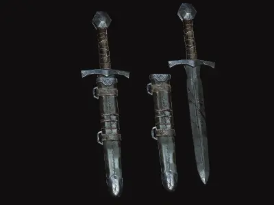 Medival Dagger Low-poly 3D model