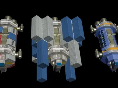 Space Freighter - Medium class range Low-poly 3D model