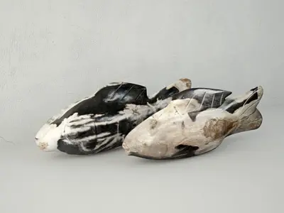 Hand Carved Petrified Wood Koi Fish 3 3D model