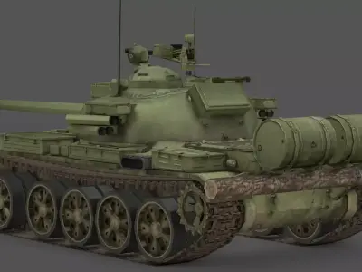 T-55AD Main Battle Tank 3D Model Czechoslovak Anti-Aircraft Low-poly 3D model
