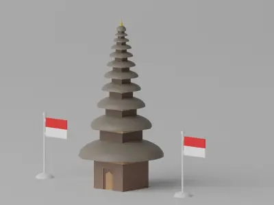 Temple Pura Ulun Danu Beratan Indonesia 3D model
