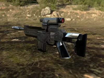 AX-7 Assault Rifle Low-poly 3D model