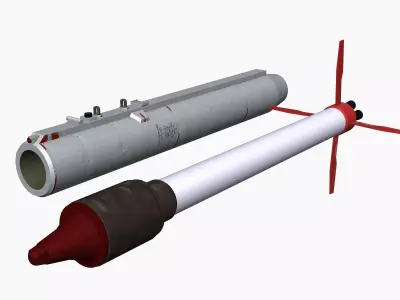 S25 Soviet Unguided Missale PBR Game Model Low-poly 3D model