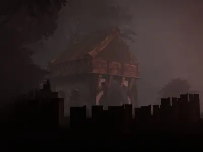 3d modelling of a medieval house in a jungle Low-poly 3D model