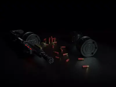 Corpse Sweeper Semi-Automatic Shotgun Low-poly 3D model