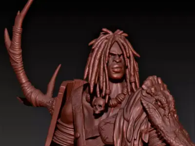 Berserk warlord with horns and spear 3D print model
