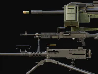 M2 M240 MK19  Low-poly 3D model