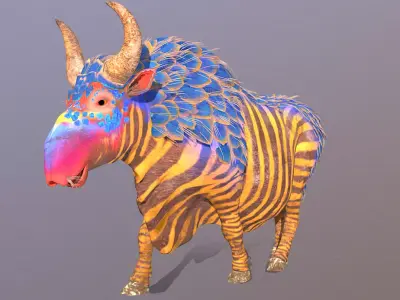 Mythical Zebra COW WALKING Fashion 3D model
