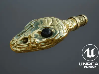 Snake head ornament - LODs and PBR - GameReady Low-poly 3D model
