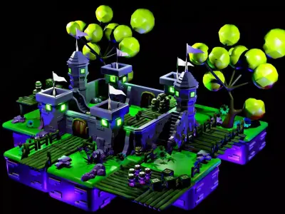 3d low poly castle lego 3D model