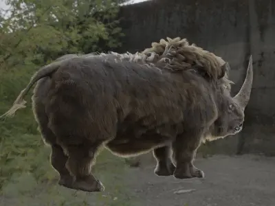 shaggy rhinoceros Low-poly 3D model